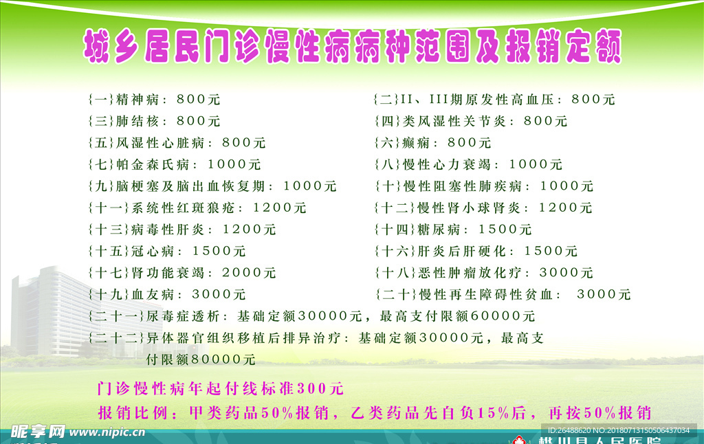 城乡居民门诊慢性病病种范围
