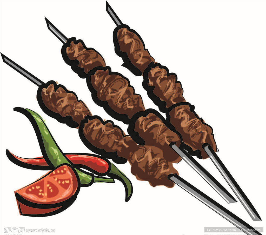 矢量 肉串
