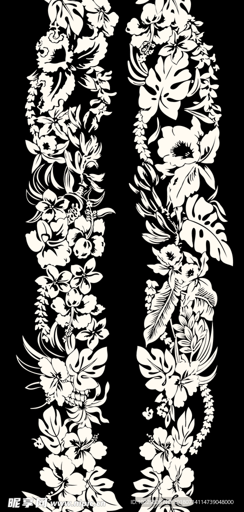黑底叶子花纹
