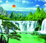 迎客松山水画