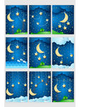 矢量可爱蓝色夜晚月亮logo素