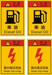 注意柴油 注意高压警告标识