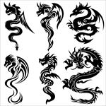 龙图纹身剪影