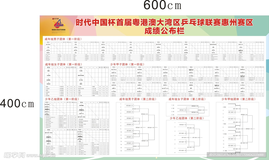 乒乓球比赛成绩公布栏成绩公布表