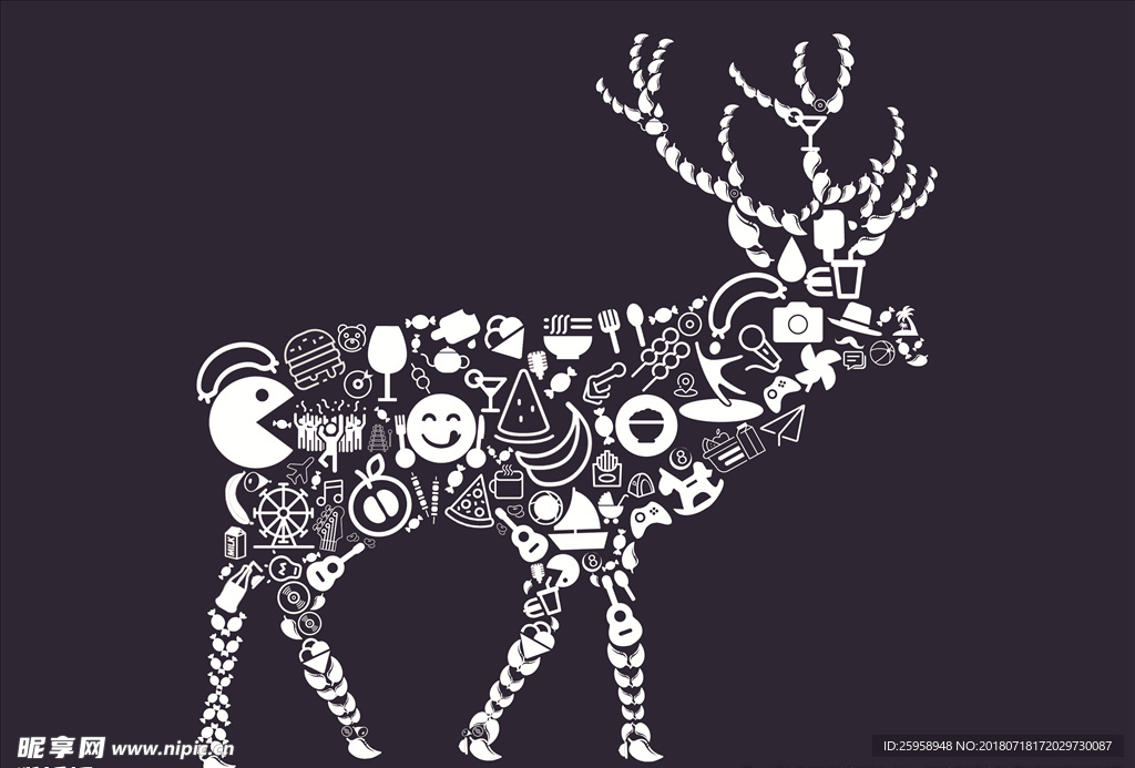 鹿的海报元素