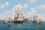 帆船大海油画