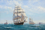 帆船大海油画