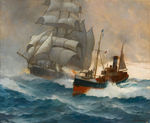 帆船大海油画