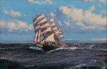 帆船大海油画