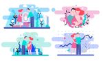 情人爱人夫妻一家三口插画设计