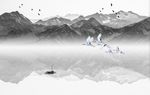 山水飞鹤背景玄关底纹素材