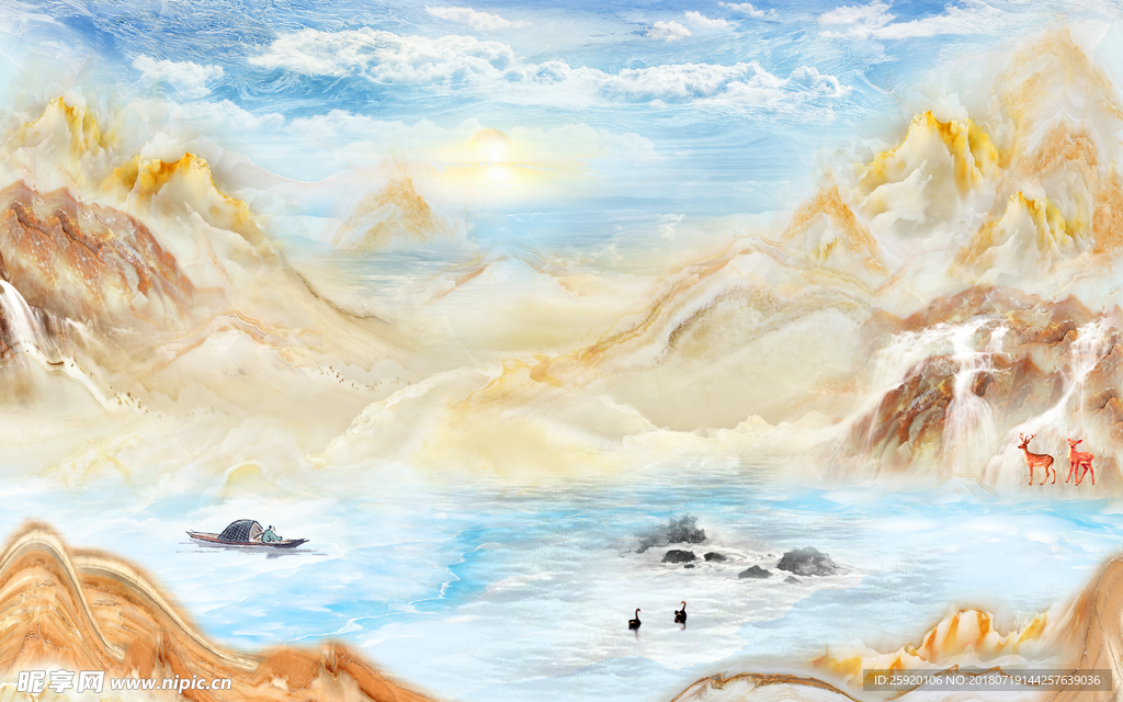 高清石纹背景墙装饰画