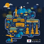 韩国旅游设计矢量