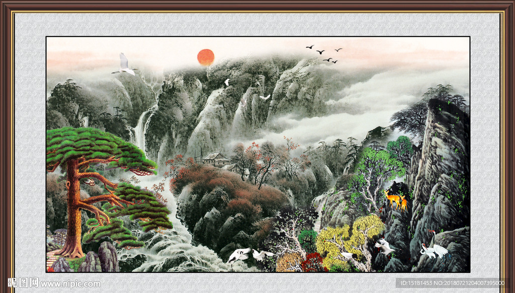 国画迎客松