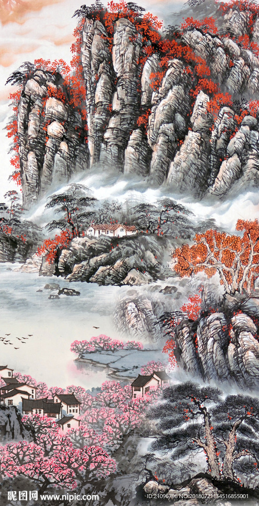 山水国画玄关