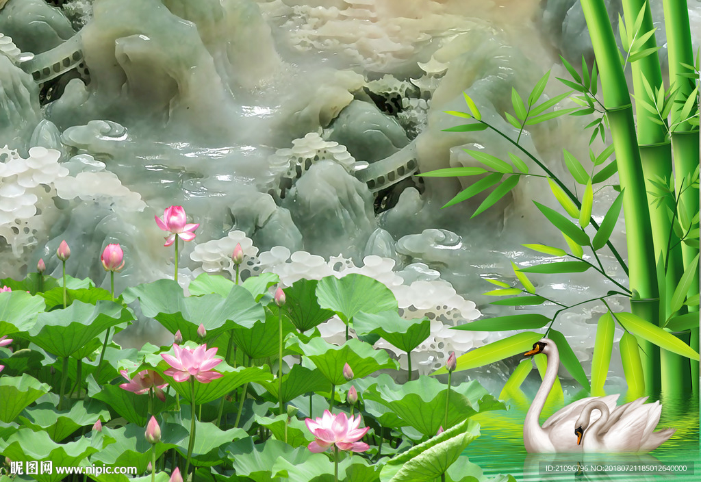 荷花背景墙