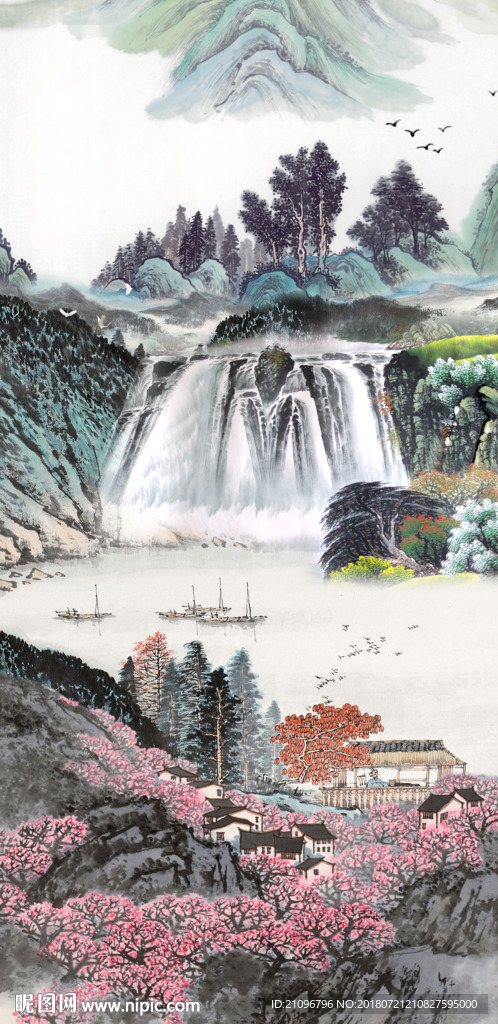 山水国画玄关