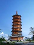 古建 塔  效果图  中式园林