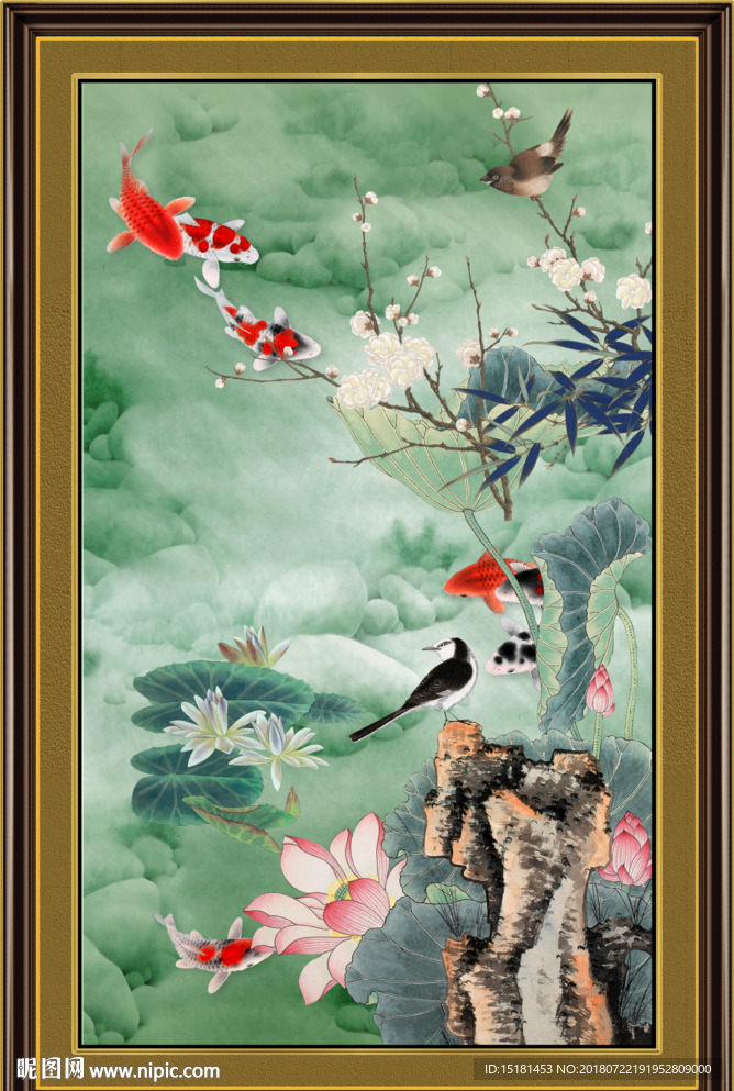 竖幅荷花