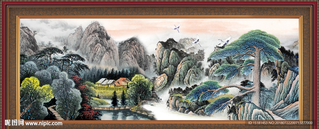 迎客松国画