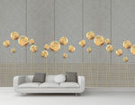 现代简约抽象花卉金色花朵背景墙