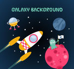 创意太空中的星球和火箭矢量图