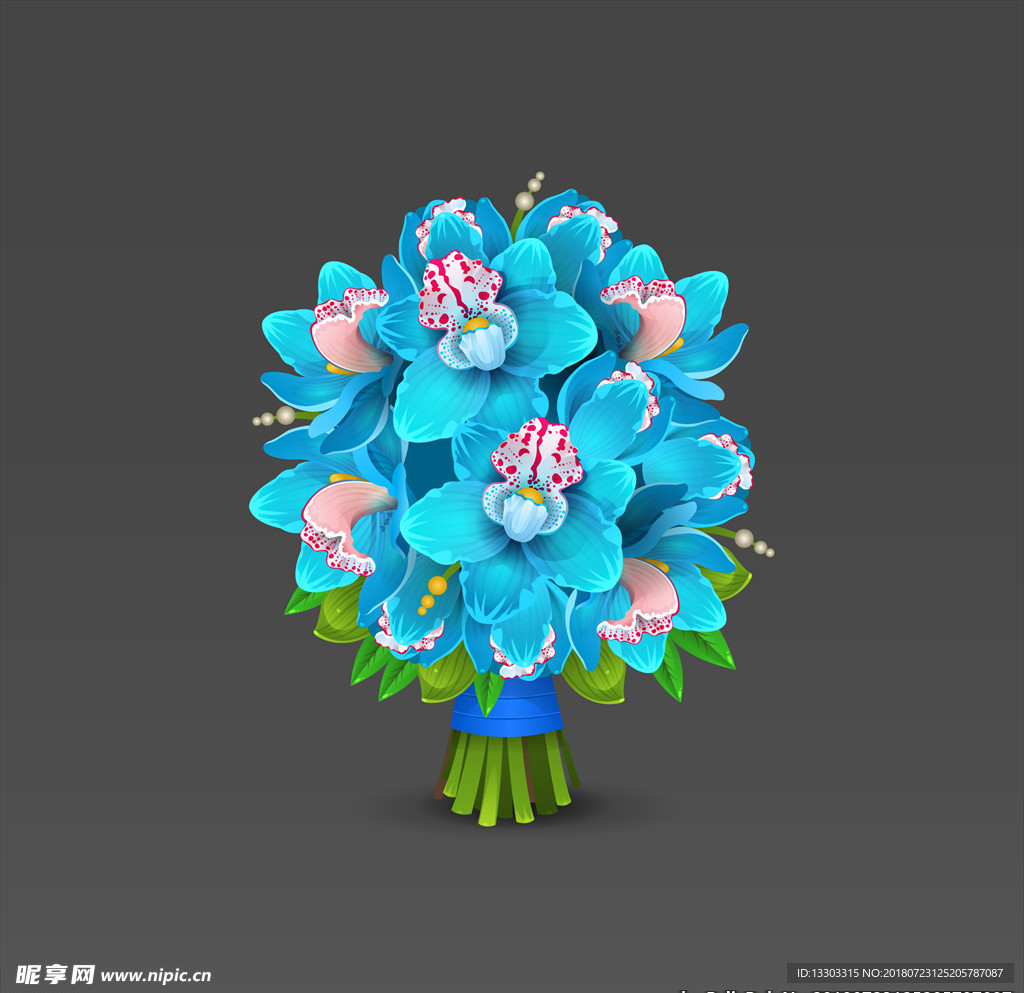 蓝色兰花花束