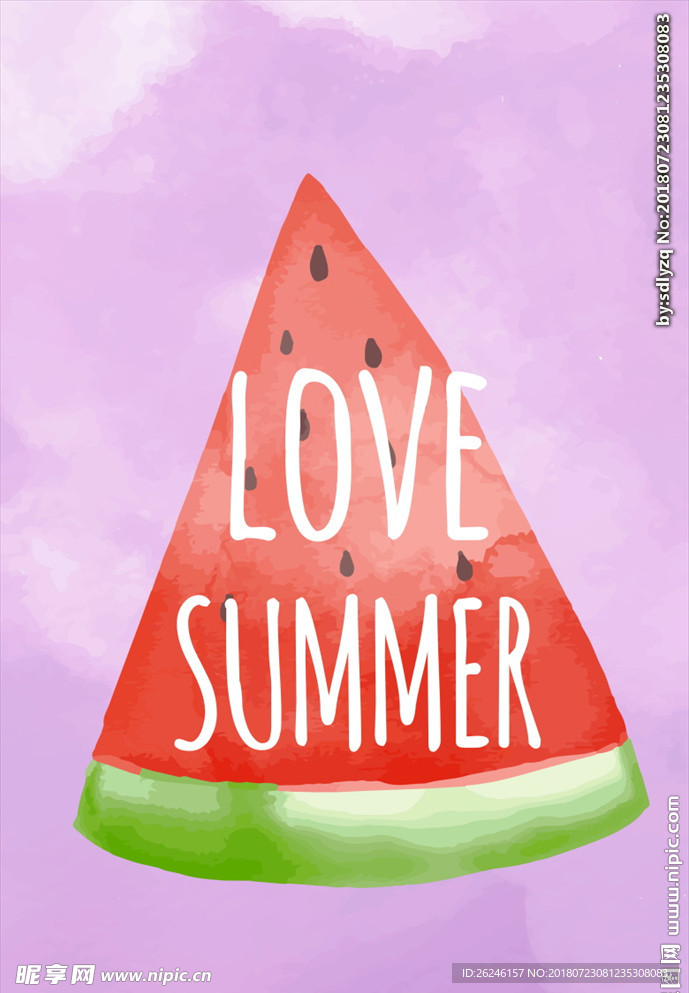 水彩清凉夏日水果西瓜图片海报