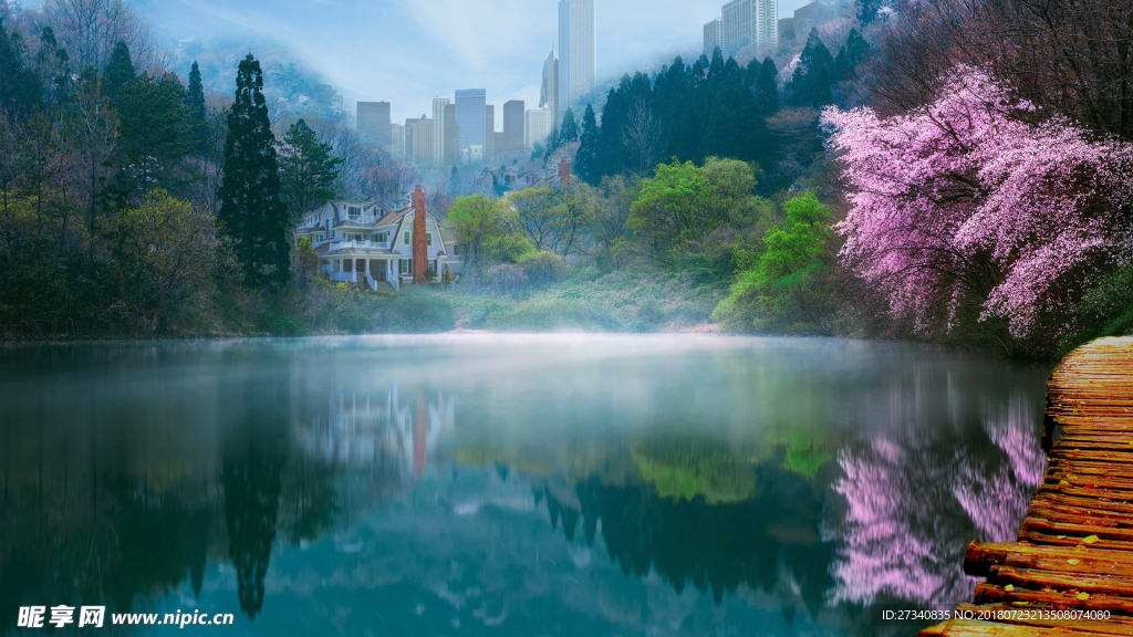 朦湖垂影