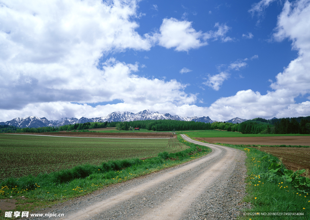 蓝天白云下的道路 自然风景