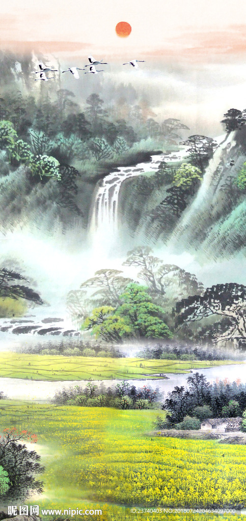 山水国画玄关