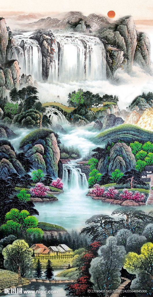 山水国画玄关