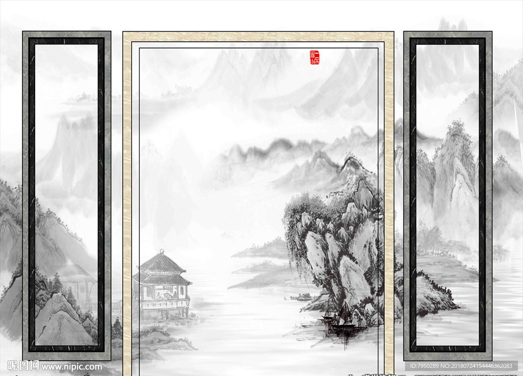 新中式背景墙