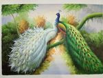 孔雀油画