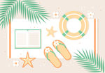 手绘小清新风海边度假插画设计