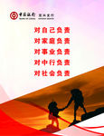 中国银行 企业文化 展板 红色