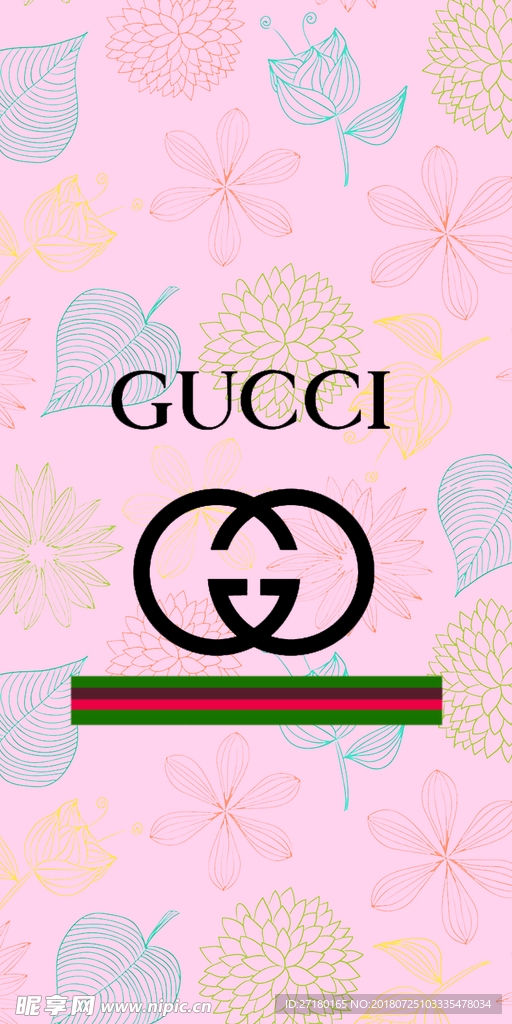 gucci粉色手机壁纸图案