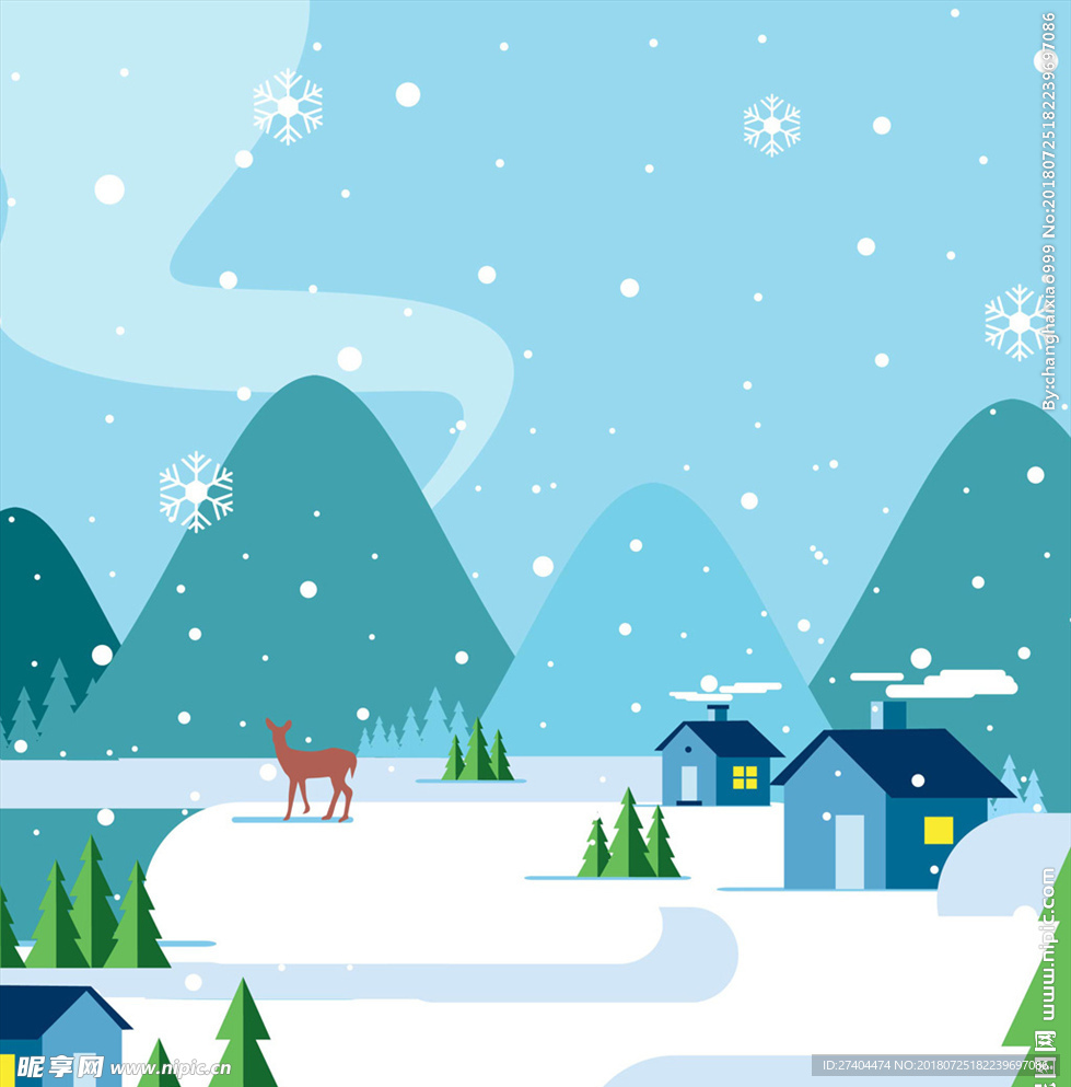 卡通雪景图片