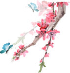 水彩桃花花朵素材