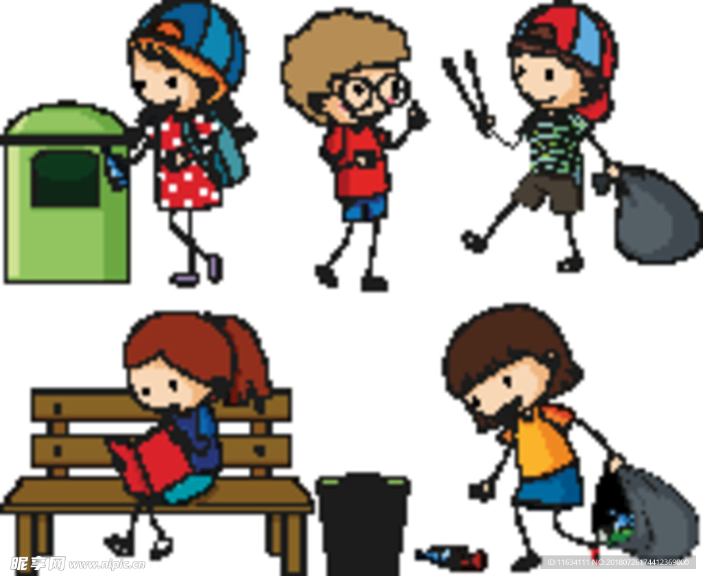 小孩子打扫垃圾分类