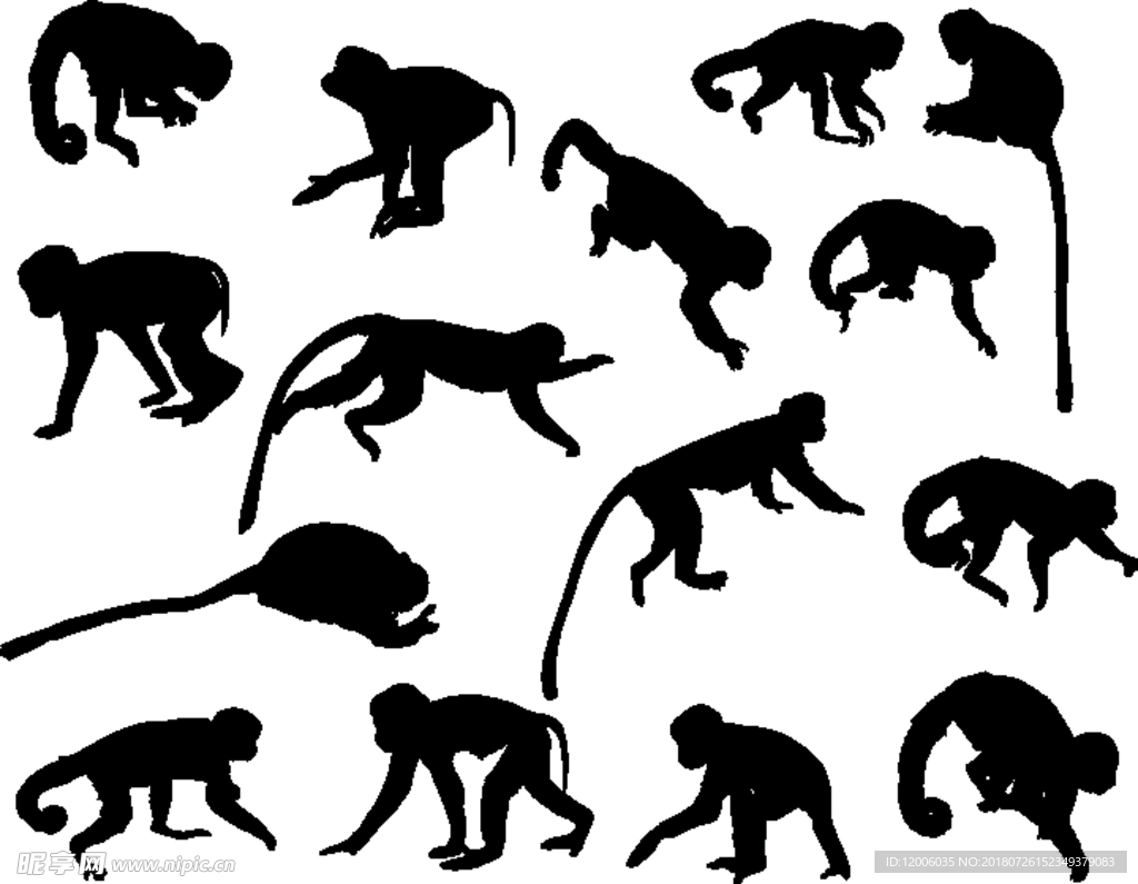 15款创意猴子剪影矢量素材