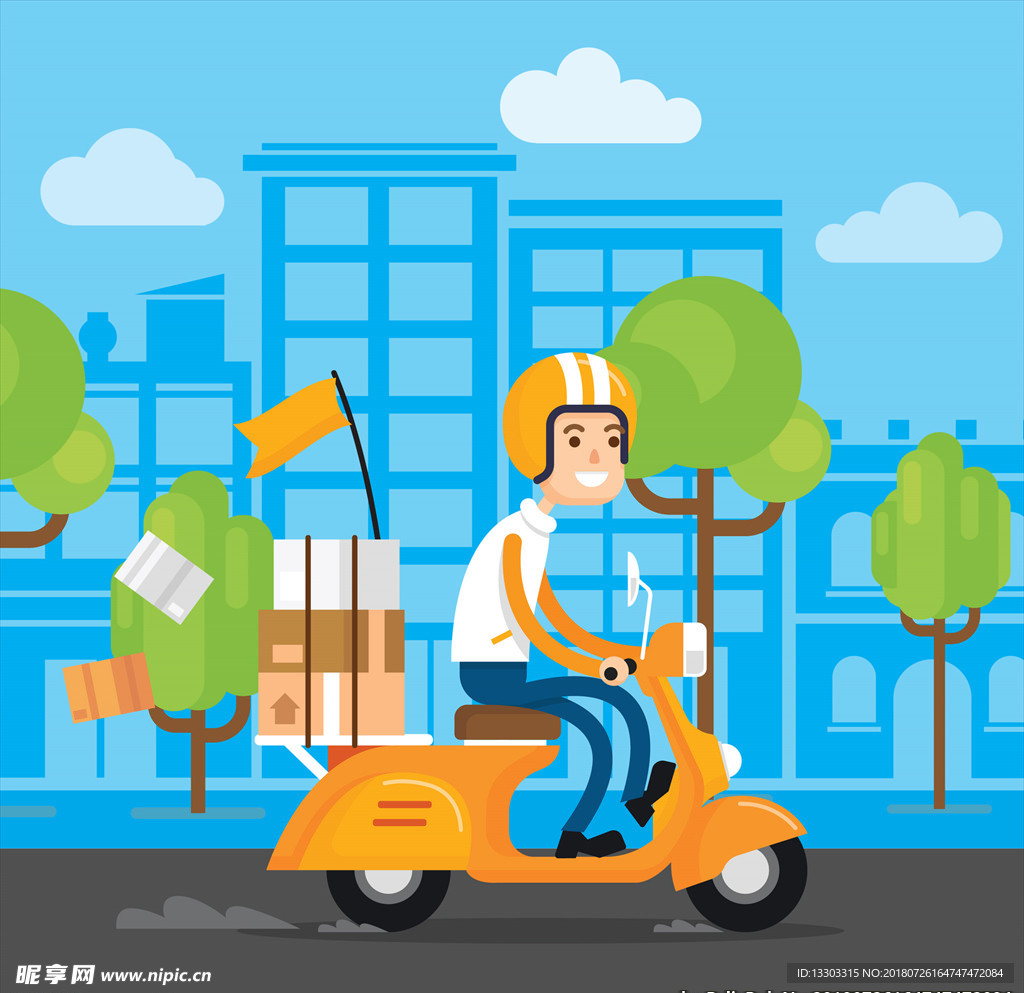 摩托车快递矢量素材