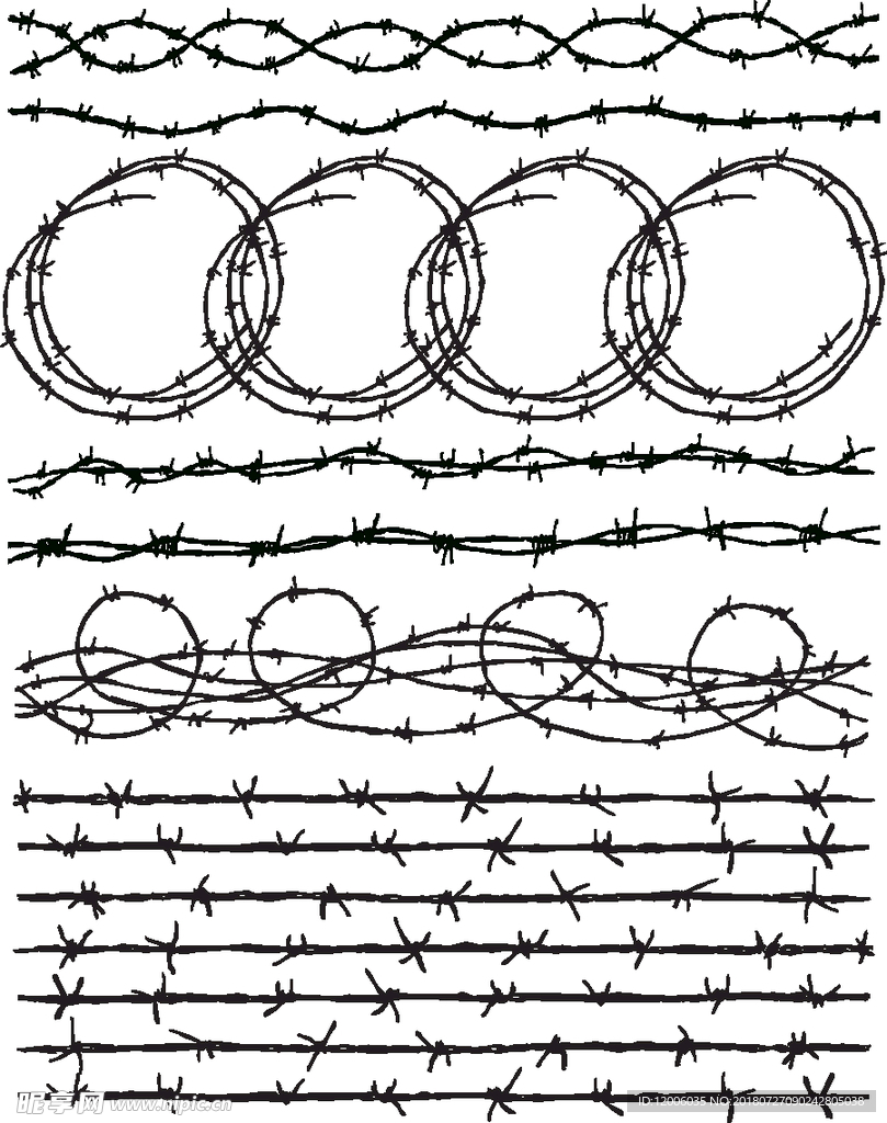 带刺铁丝网矢量素材