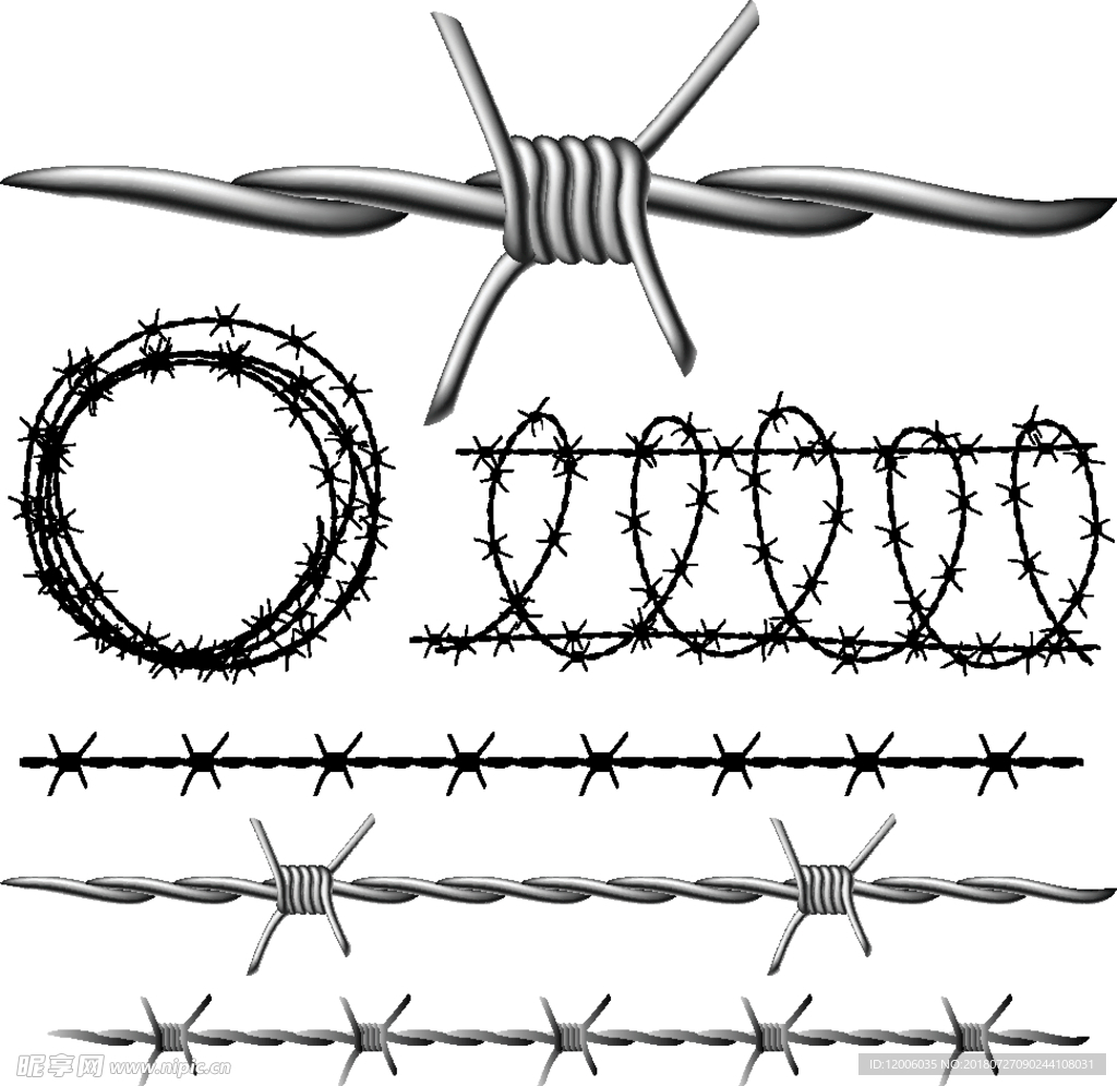 带刺铁丝网矢量素材