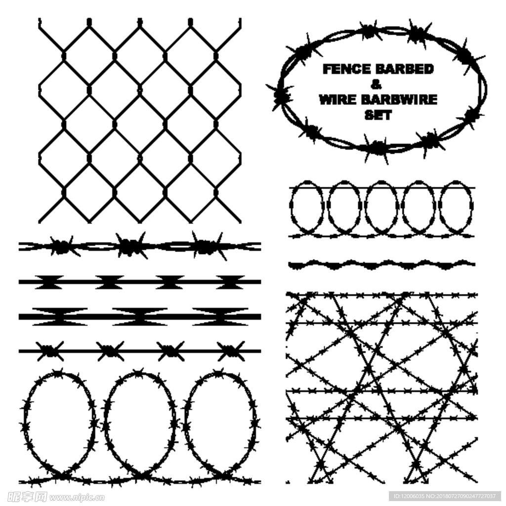 带刺铁丝网矢量素材