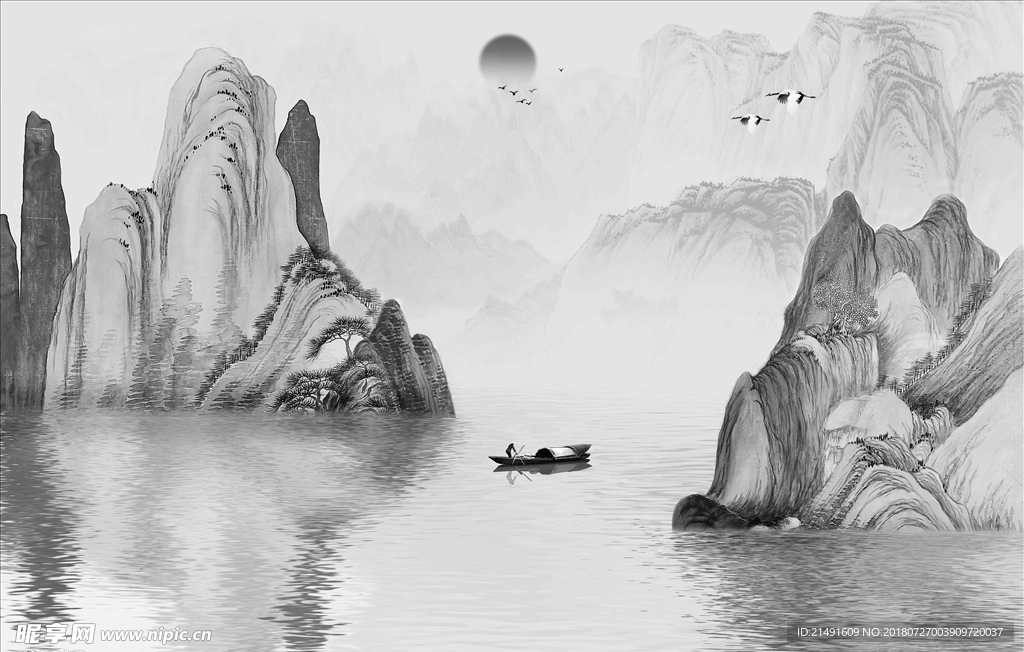 水墨山水背景墙