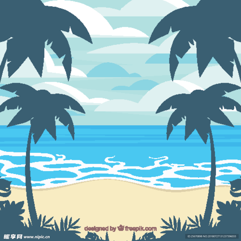 矢量海边椰子树