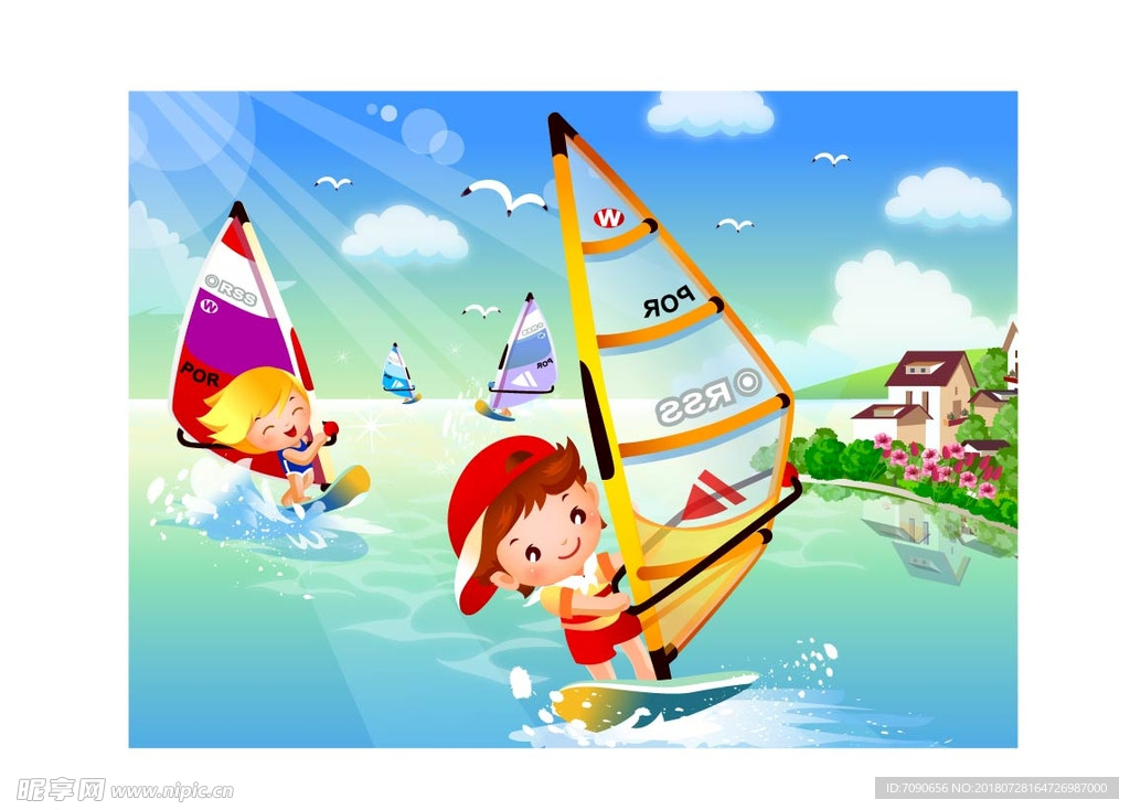 儿童卡通帆船