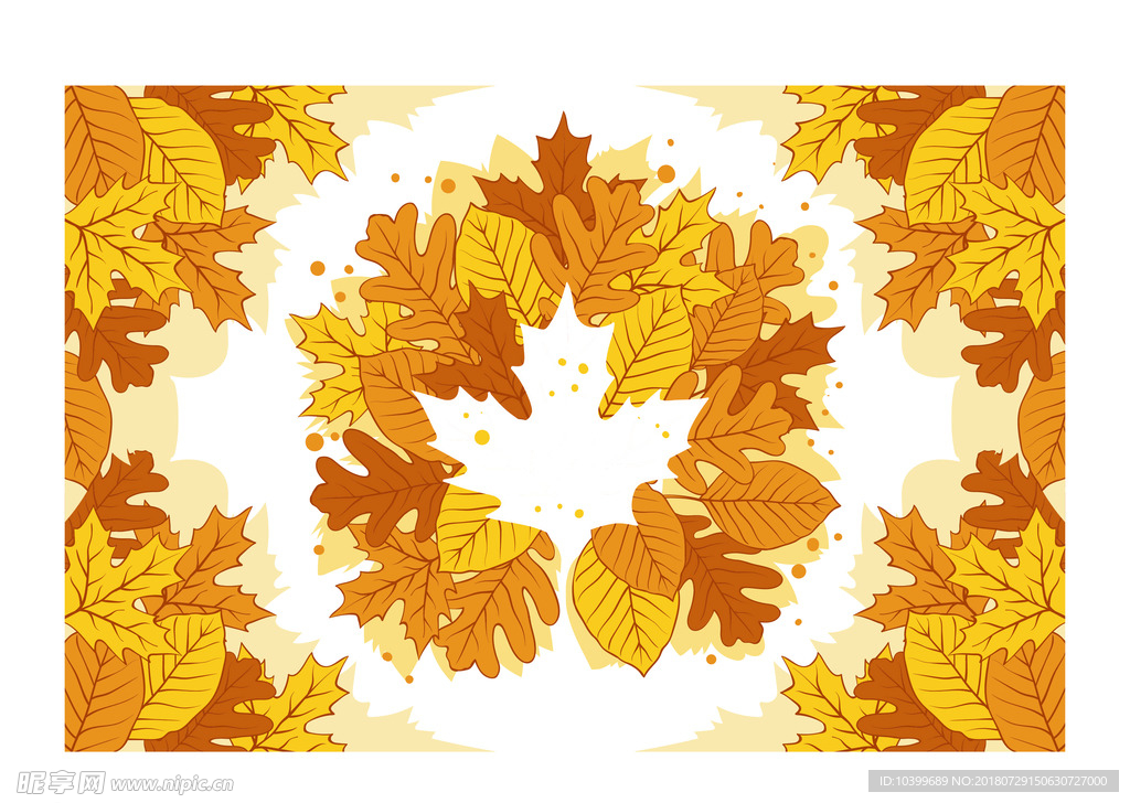 彩绘秋季树叶花环矢量素材