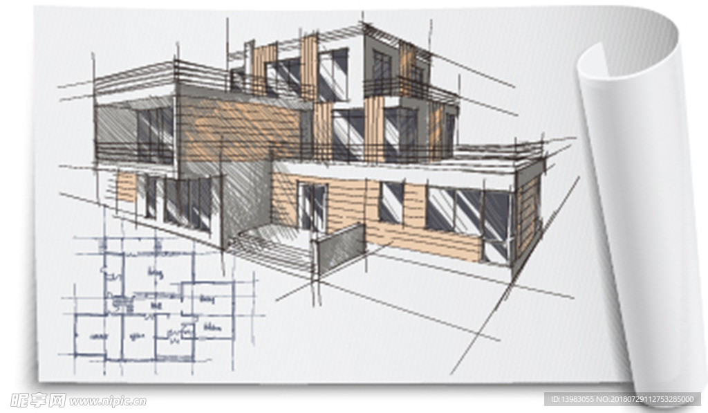 建筑设计效果蓝图